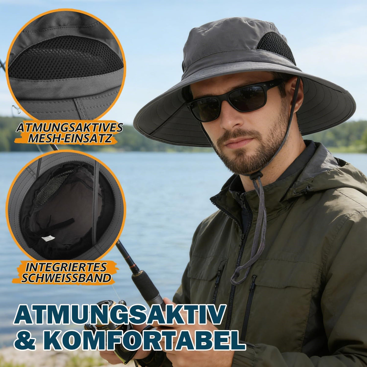 EINSKEY Breitkrempe Sonnenhut, wasserdichter Buschhut für Damen und Herren