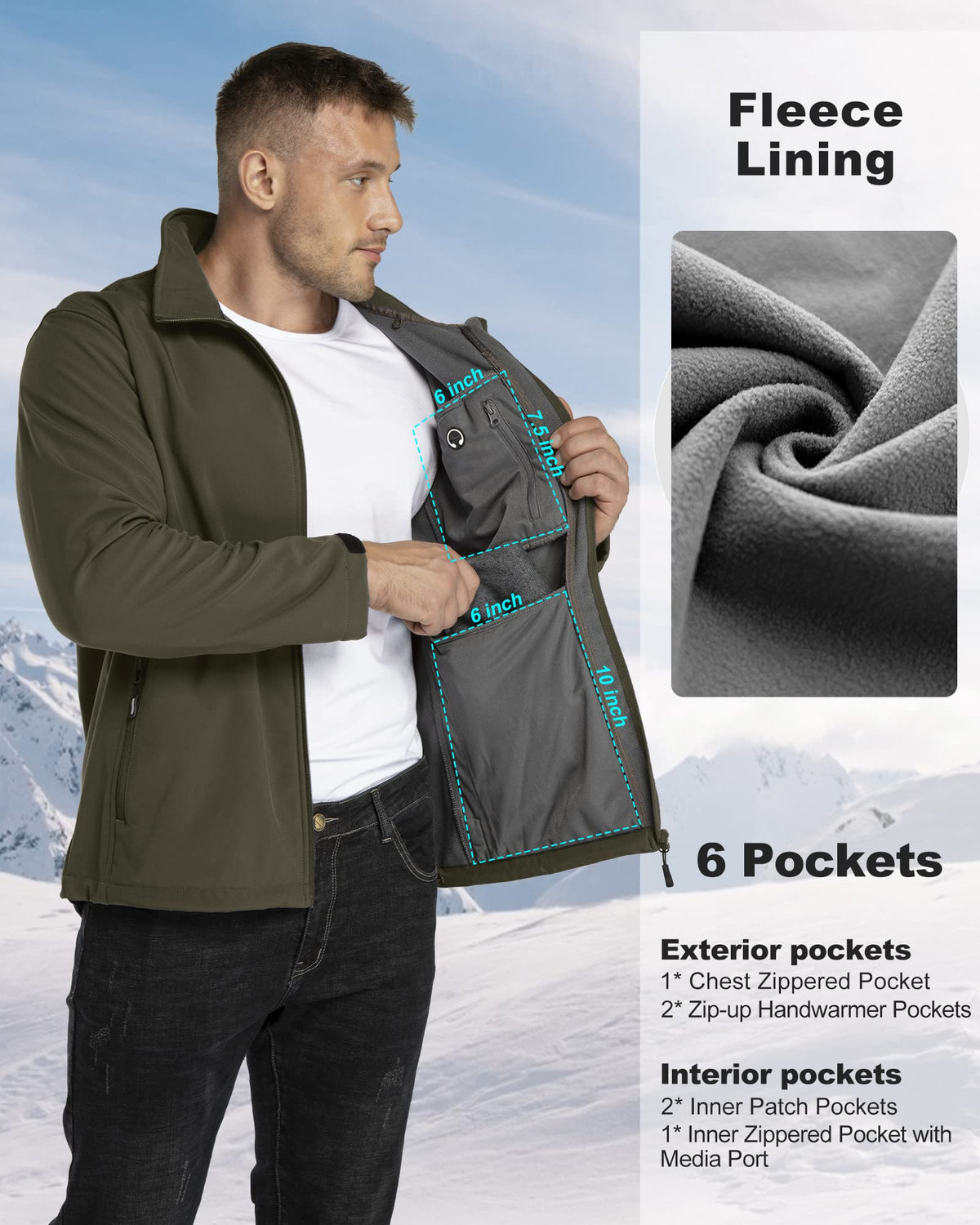 33,000ft Softshelljacke für Herren Wasserdicht Outdoor Jacke Übergangsjacke