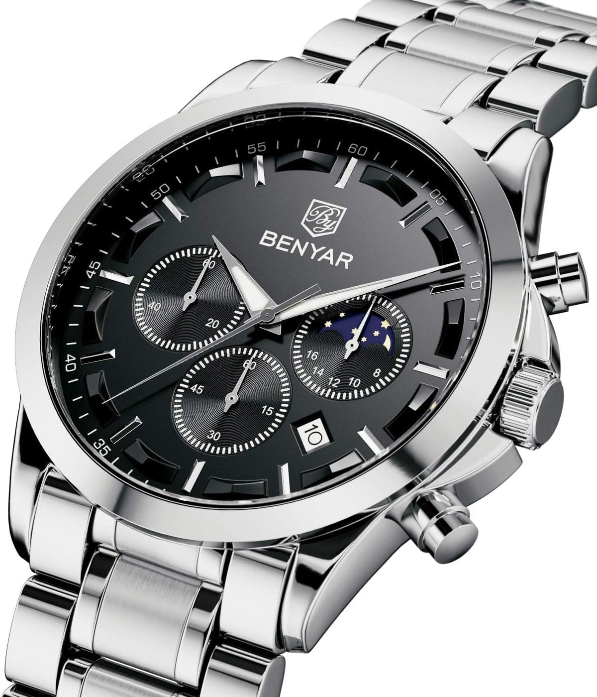 BENYAR BY Uhren Herren Chronograph Analog Quarz Wasserdicht Datum Armbanduhr Herren Mode Business-Kleid Herrenuhr Elegantes Geschenk fur Männer