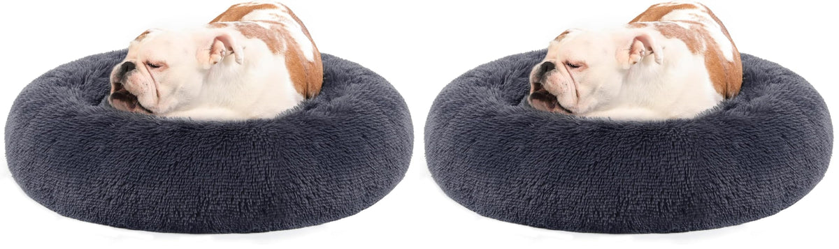 Feandrea Hundebett flauschig, waschbar, Langer Plüsch, 70 cm Durchmesser