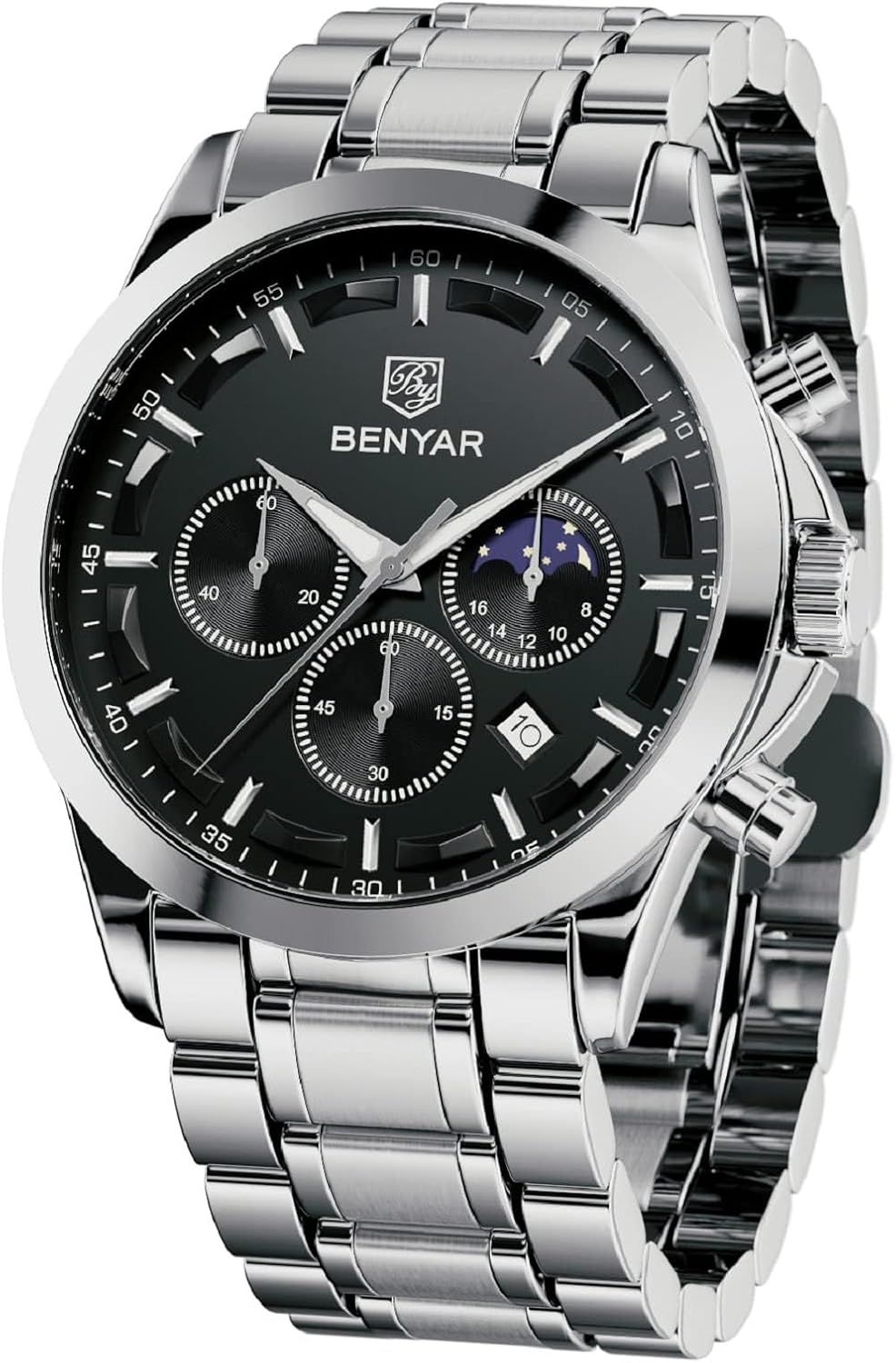 BENYAR BY Uhren Herren Chronograph Analog Quarz Wasserdicht Datum Armbanduhr Herren Mode Business-Kleid Herrenuhr Elegantes Geschenk fur Männer