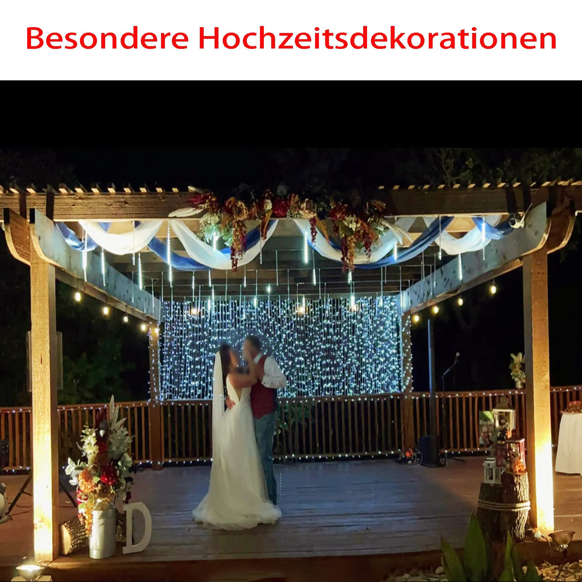 Kwaiffeo Weihnachtsdeko,10 Röhren LED Meteorschauer Lichterkette Außen, Wasserdichte Fallende Regen Lichter für Weihnachten Halloween Weihnachtsbaum Hochzeit Garten Fenster, Mehrfarbig