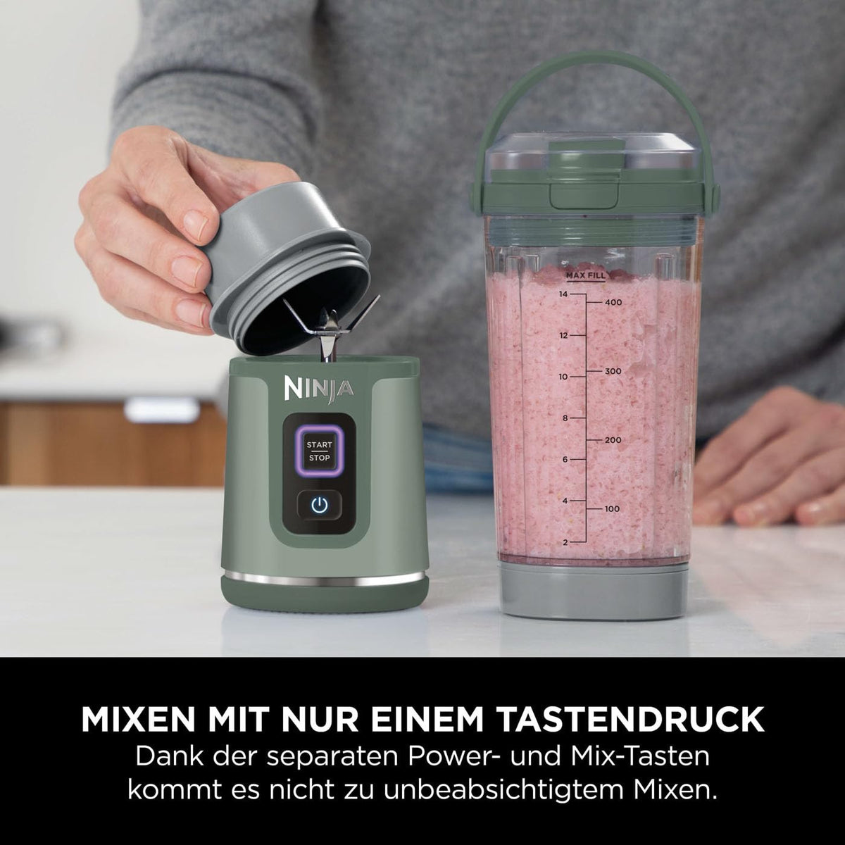 Ninja Blast Tragbarer Mixer / Blender / Smoothie Maker, 530ml Becher, Auslaufsicherer Deckel, Leistungsstarker Mini Standmixer, Kabellos & Wiederaufladbar, Zerkleinert Eis & Obst, Blau, BC151EUNV