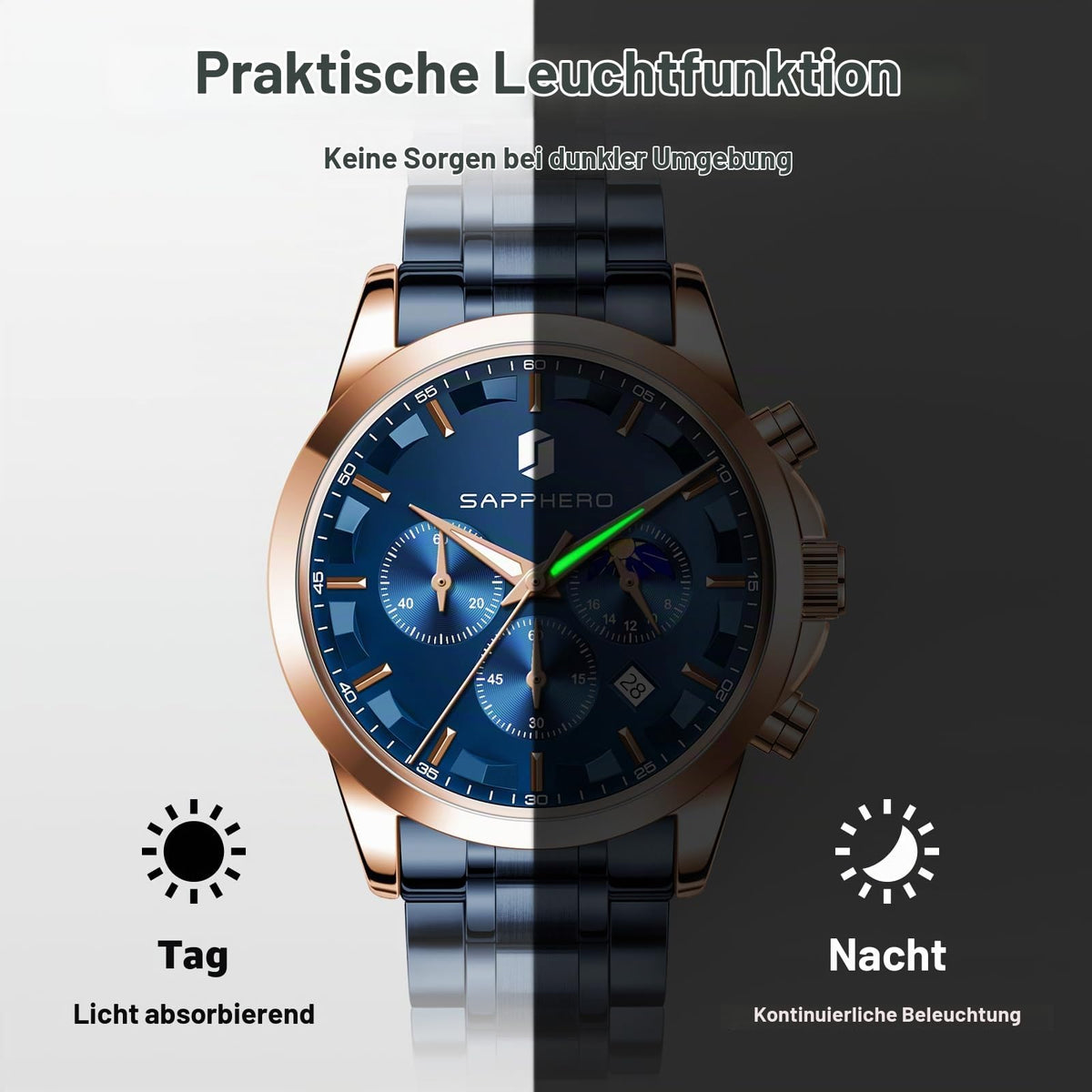 BENYAR BY Uhren Herren Chronograph Analog Quarz Wasserdicht Datum Armbanduhr Herren Mode Business-Kleid Herrenuhr Elegantes Geschenk fur Männer