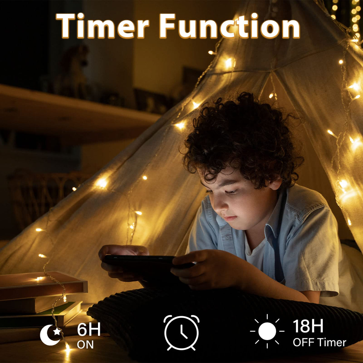 Dalugo 2 Stück Lichterkette Batterie, 3M 30 LED Orange Wasserdicht Lichterketten mit 6h Timer für Innen außen