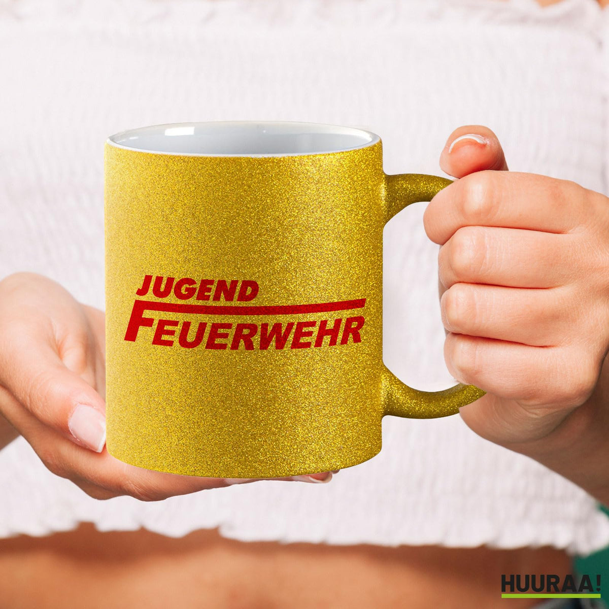 Huuraa Glitzertasse Jugend Feuerwehr Schriftzug Geschenk