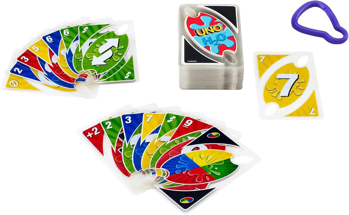 Mattel Games UNO H2O to Go – wasserfeste Karten, 2–10 Spieler, ab 7 Jahren