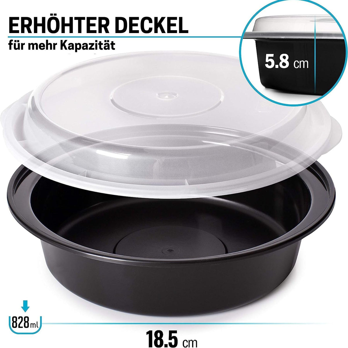 Igluu Meal Prep Boxen, rund (10er-Pack) 1 Fach – 828ml