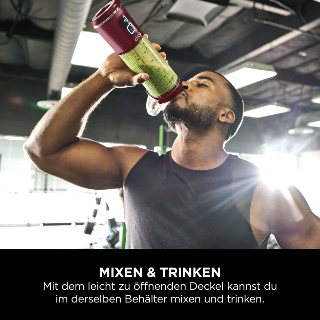 Ninja Blast Tragbarer Mixer / Blender / Smoothie Maker, 530ml Becher, Auslaufsicherer Deckel, Leistungsstarker Mini Standmixer, Kabellos & Wiederaufladbar, Zerkleinert Eis & Obst, Blau, BC151EUNV