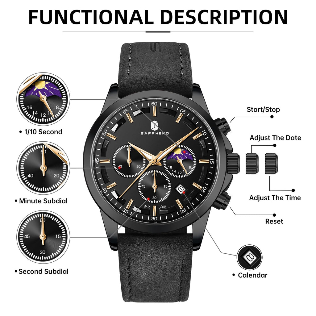 BENYAR BY Uhren Herren Chronograph Analog Quarz Wasserdicht Datum Armbanduhr Herren Mode Business-Kleid Herrenuhr Elegantes Geschenk fur Männer