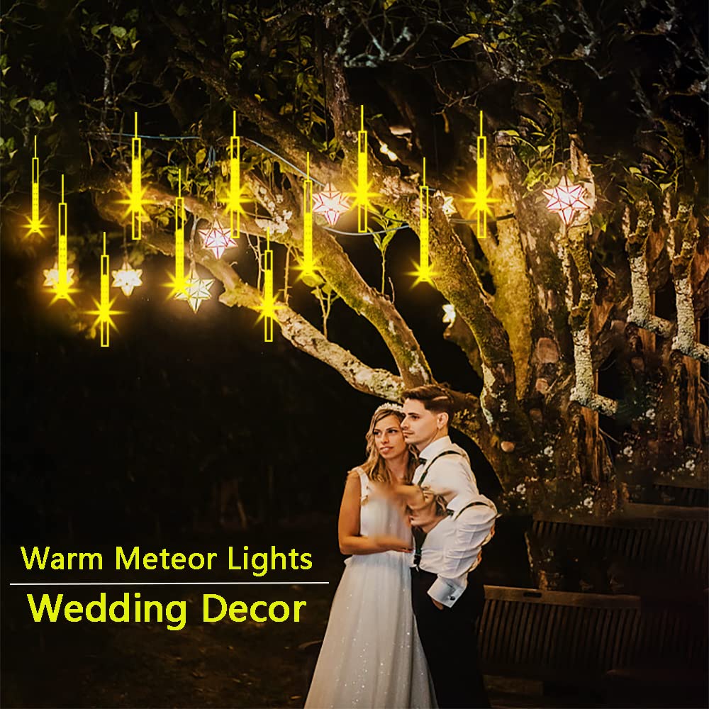 Kwaiffeo Weihnachtsdeko,10 Röhren LED Meteorschauer Lichterkette Außen, Wasserdichte Fallende Regen Lichter für Weihnachten Halloween Weihnachtsbaum Hochzeit Garten Fenster, Mehrfarbig