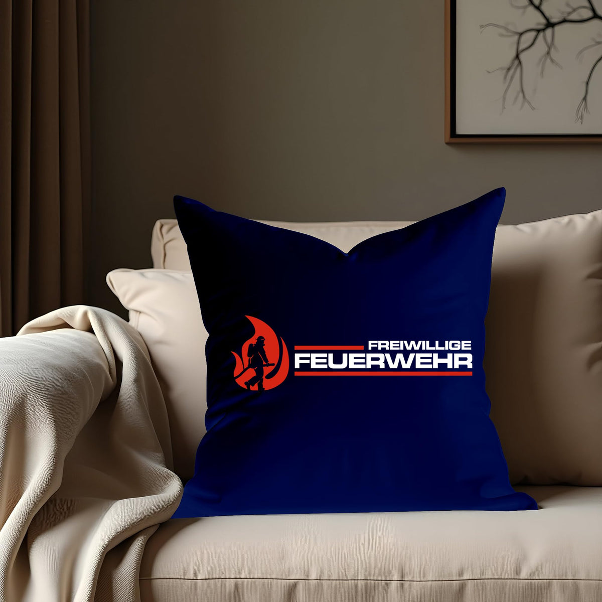 UGLYSHIRT Feuerwehr Kissen | Kissen mit FFW Motiv – Sofa Deko für Retter & Helden – Geschenk für Freiwillige Feuerwehr 40x40 cm | M1 Rot ohne Füllung