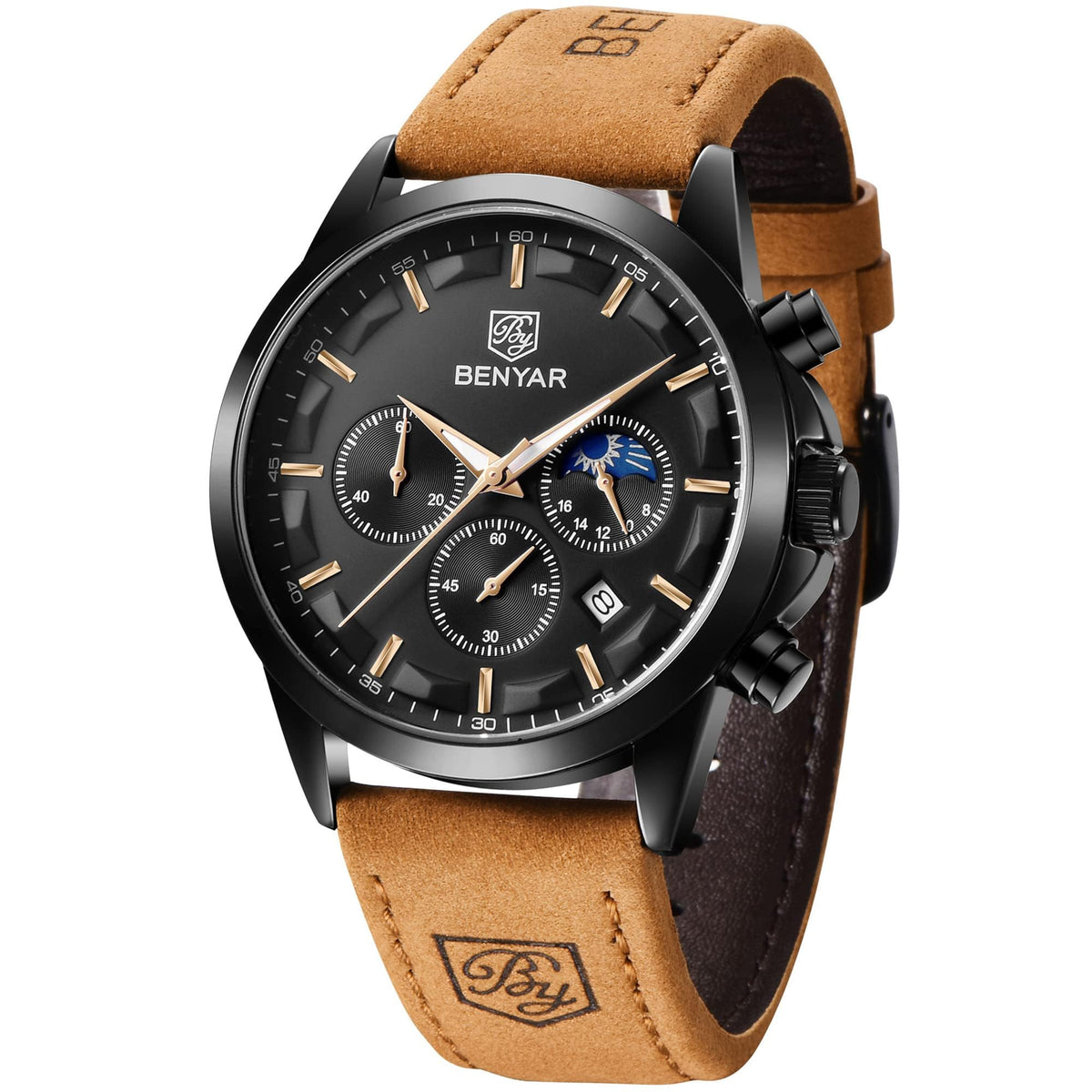 BENYAR BY Uhren Herren Chronograph Analog Quarz Wasserdicht Datum Armbanduhr Herren Mode Business-Kleid Herrenuhr Elegantes Geschenk fur Männer