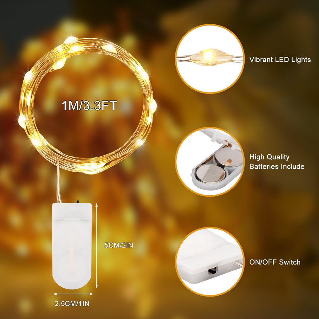 30 Stück Lichterkette Batterie 10 LED Lichterkette mit Batterie 1M LED Lichterketten 3.3FT Lichterketten für Innen Weihnachten Deko