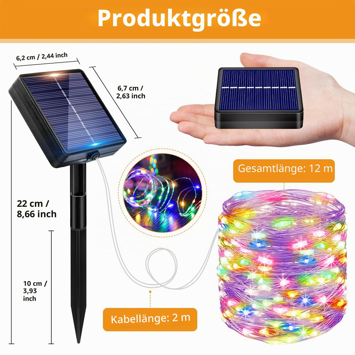 Peasur 3 Stück Solar Lichterkette Outdoor, 3x12M 120 LED Lichterkette Außen