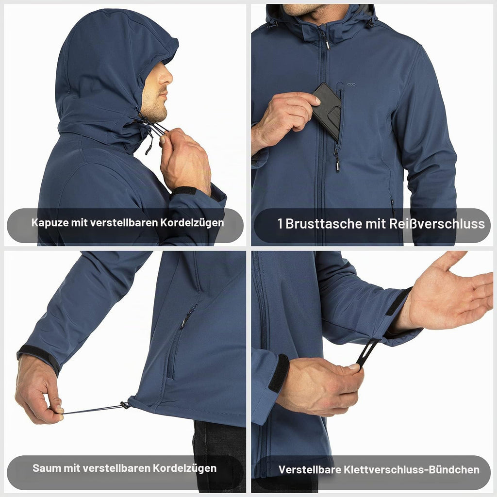 33,000ft Softshelljacke für Herren Wasserdicht Outdoor Jacke Übergangsjacke