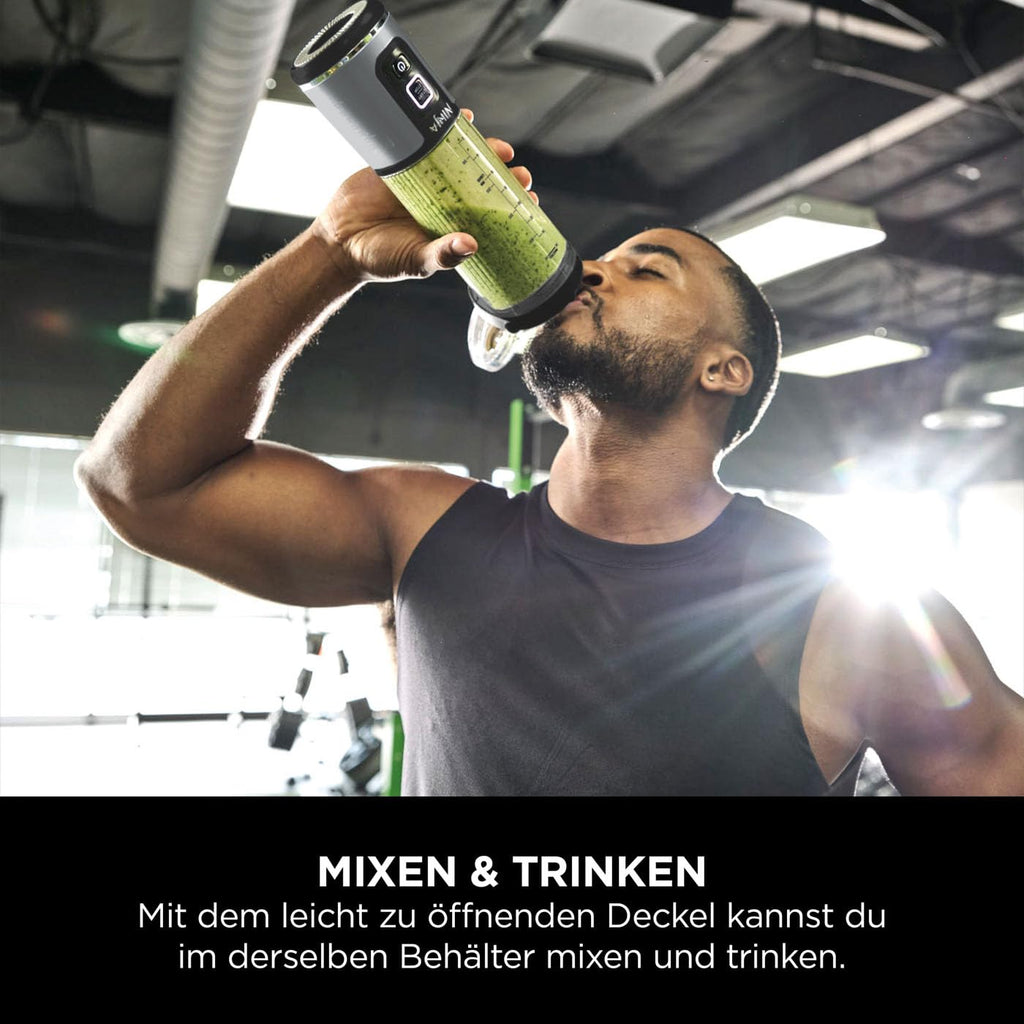Ninja Blast Tragbarer Mixer / Blender / Smoothie Maker, 530ml Becher, Auslaufsicherer Deckel, Leistungsstarker Mini Standmixer, Kabellos & Wiederaufladbar, Zerkleinert Eis & Obst, Blau, BC151EUNV