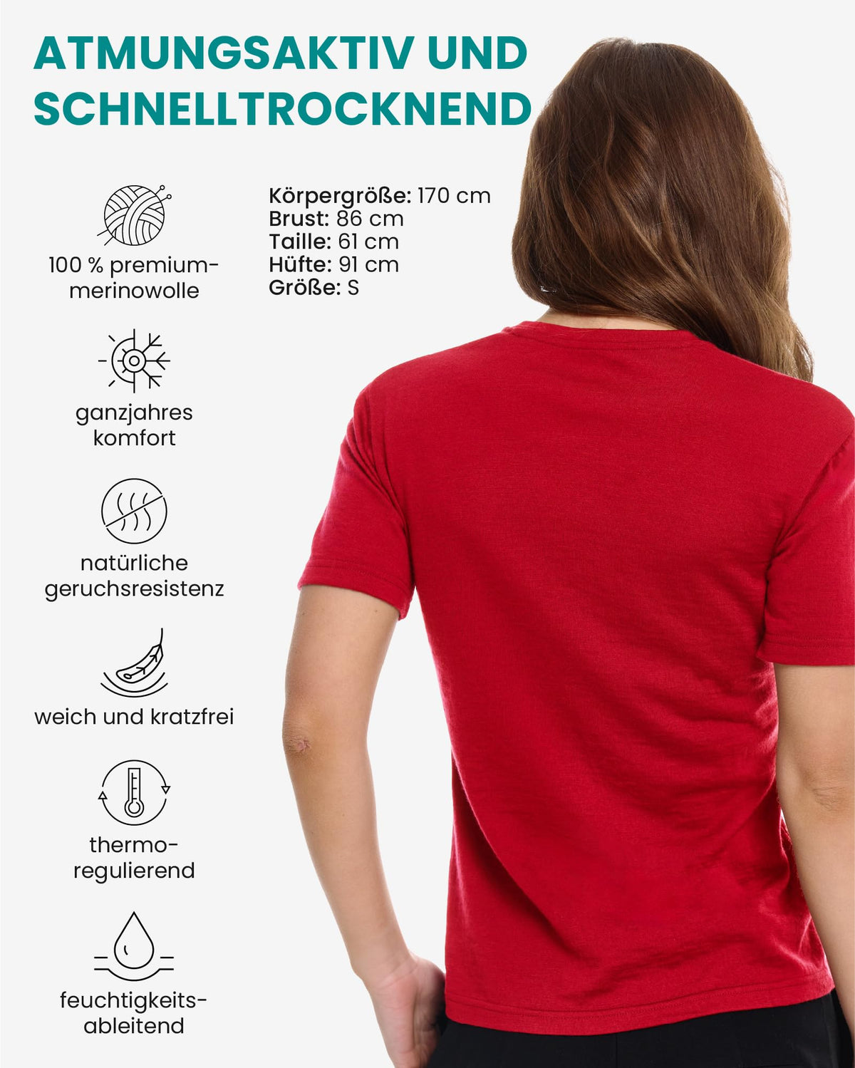 Merino.tech 100% Merino Shirt Damen Wandern & Alltag + Wandersocken