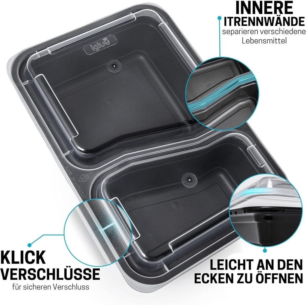 Igluu Meal Prep Boxen (10er-Pack) 2 Fächer – 887ml