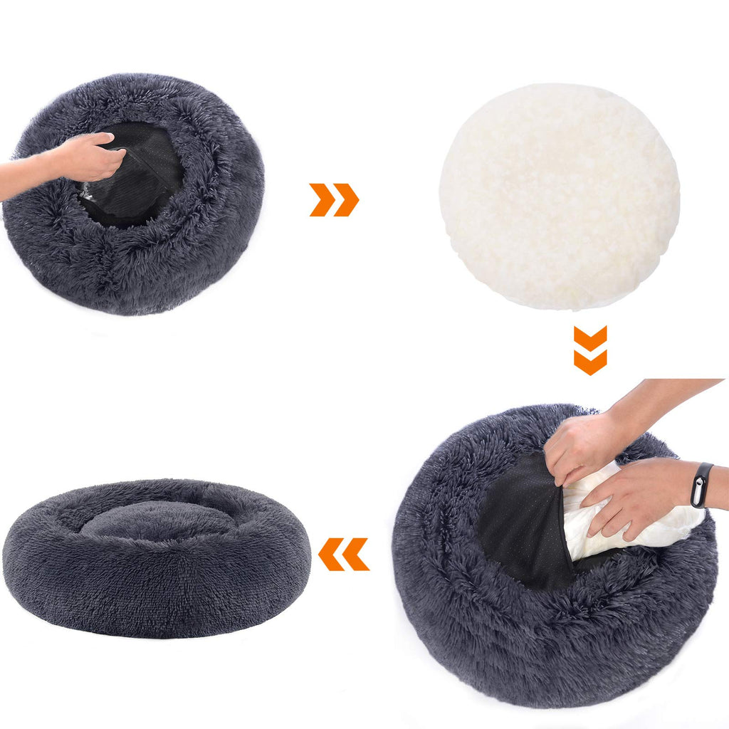 Feandrea Hundebett flauschig, waschbar, Langer Plüsch, 70 cm Durchmesser