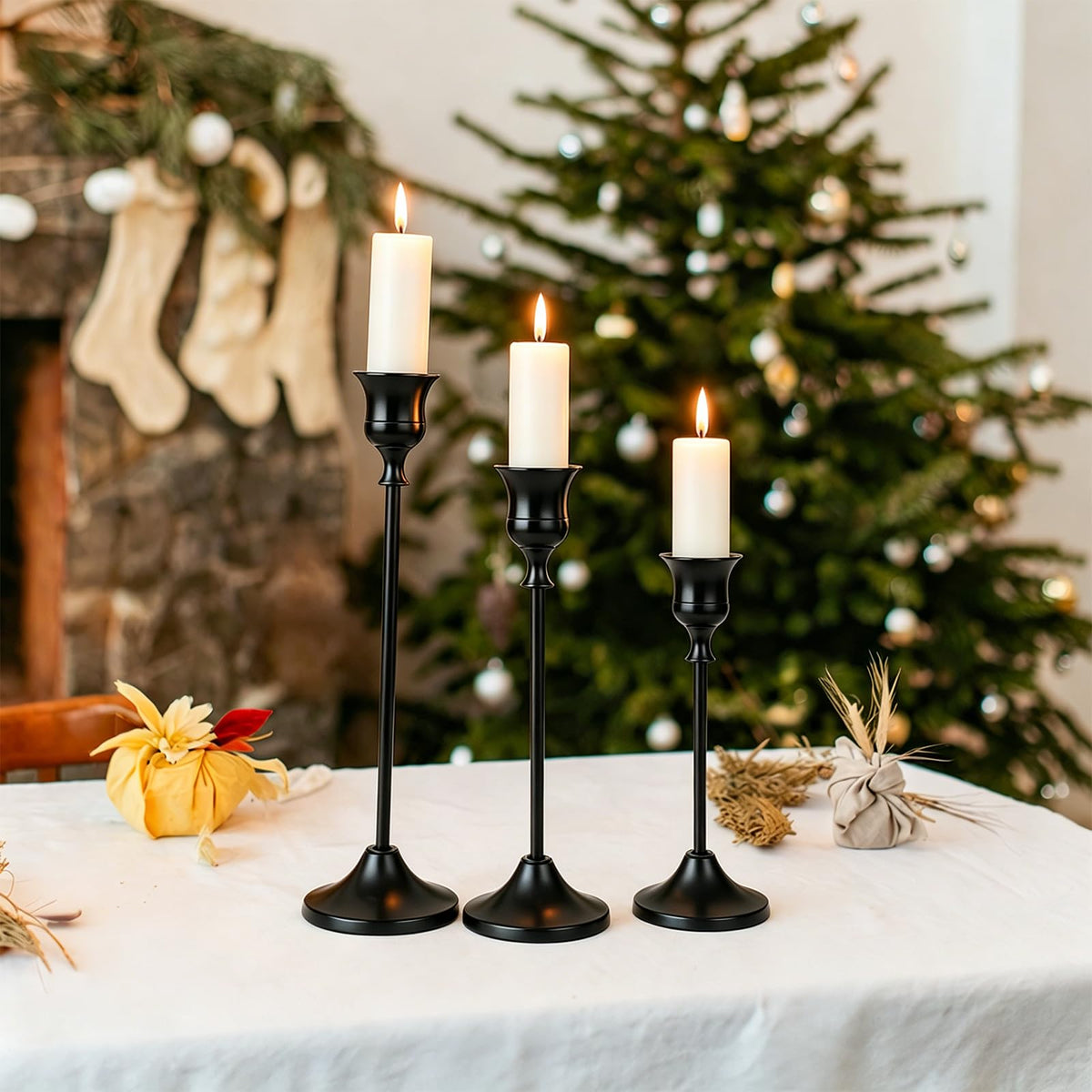 9 Stück Kerzenständer Set; Gold Kerzenständer aus Metall für Spitzkerzen, Vintage Kerzenhalter, Hohe & Kurze Candle Holders für Hochzeiten, Partys, Abendessen (Gold, 9 Stück)