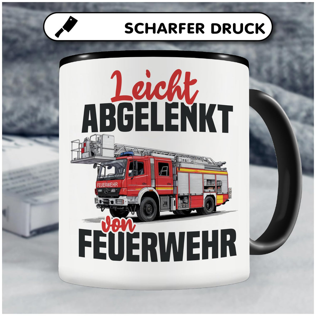 Samunshi® Feuerwehrmann Tasse mit Spruch Flammen Flüsterer Geschenk für Brandmeister und Feuerwehr Fans Kaffeetasse Feuerwehrauto Tassen zum Geburtstag 300ml schwarz