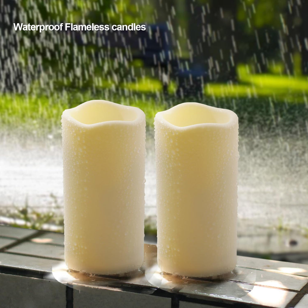 2PACK Wasserdichte Outdoor Flammenlose LED Kerzen Fernbedienung Timer