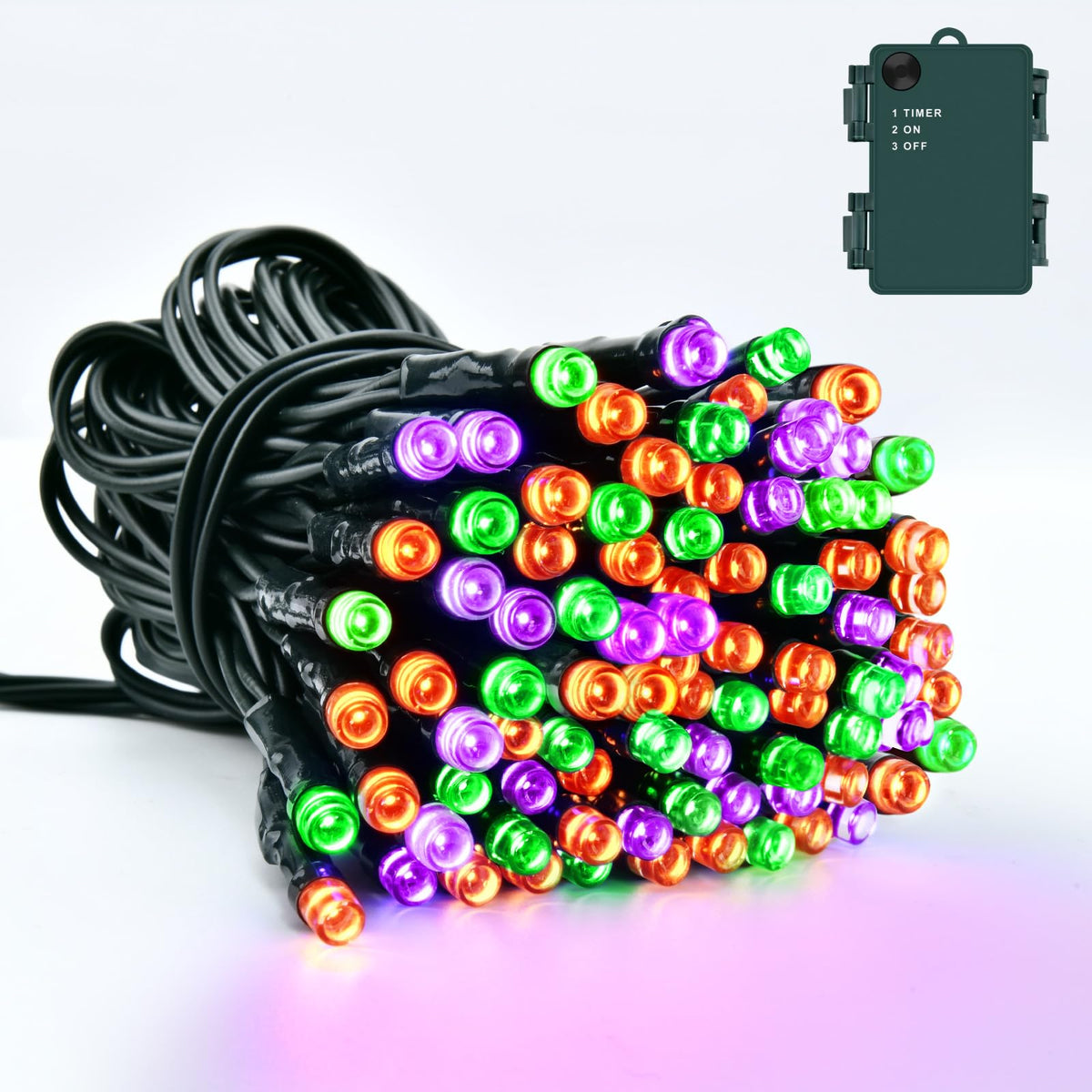 Dalugo 2 Stück Lichterkette Orange, 5M 50 LED Kabel grün mit 6h Timer, IP65 Wasserdicht Batterie für Innen außen dekorationen