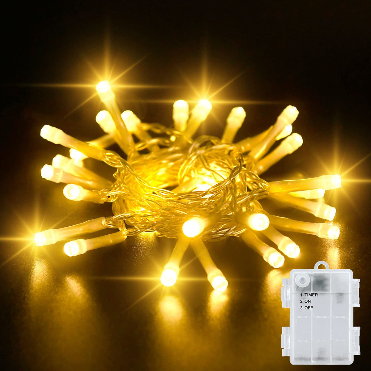 Dalugo 2 Stück Lichterkette Batterie, 3M 30 LED Orange Wasserdicht Lichterketten mit 6h Timer für Innen außen