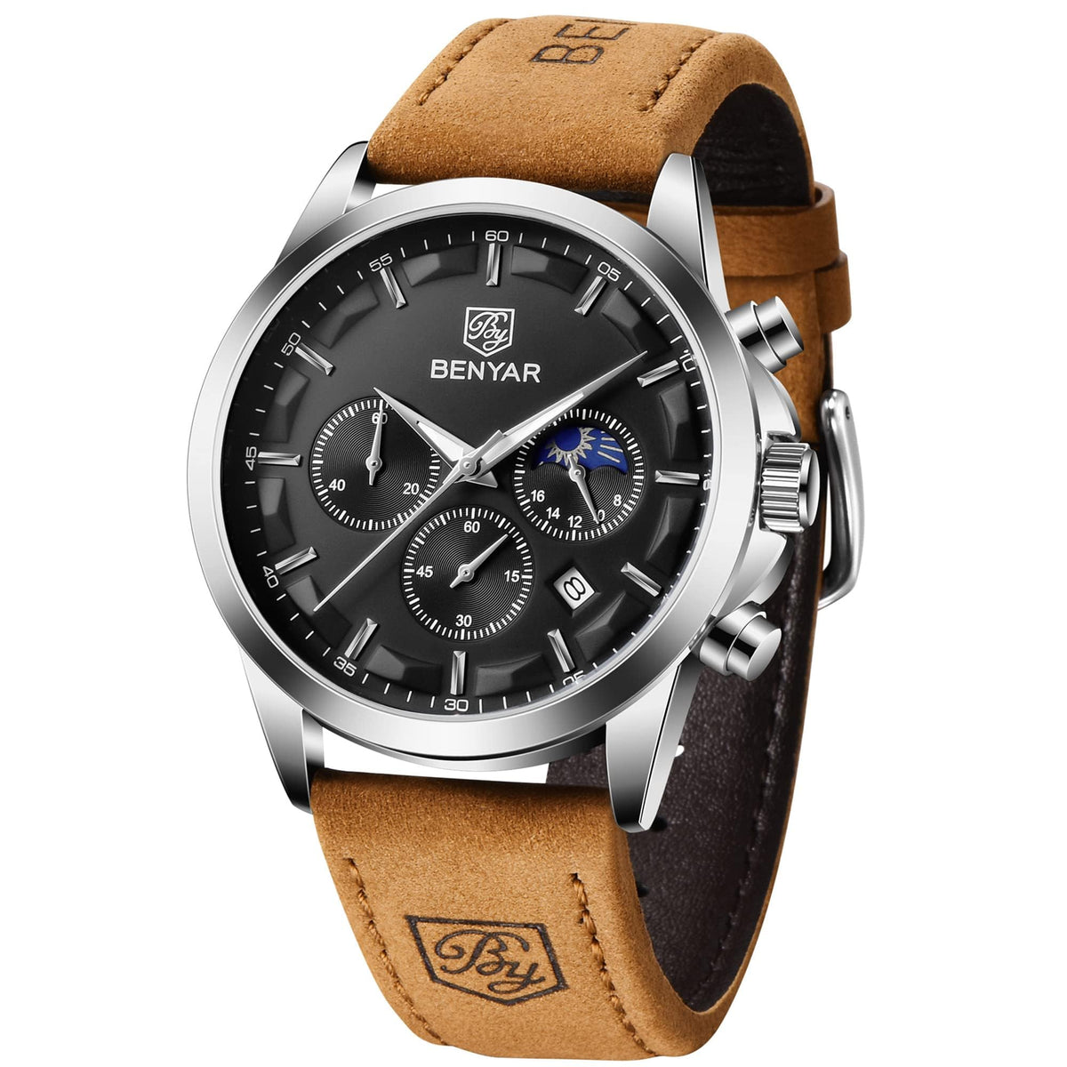 BENYAR BY Uhren Herren Chronograph Analog Quarz Wasserdicht Datum Armbanduhr Herren Mode Business-Kleid Herrenuhr Elegantes Geschenk fur Männer