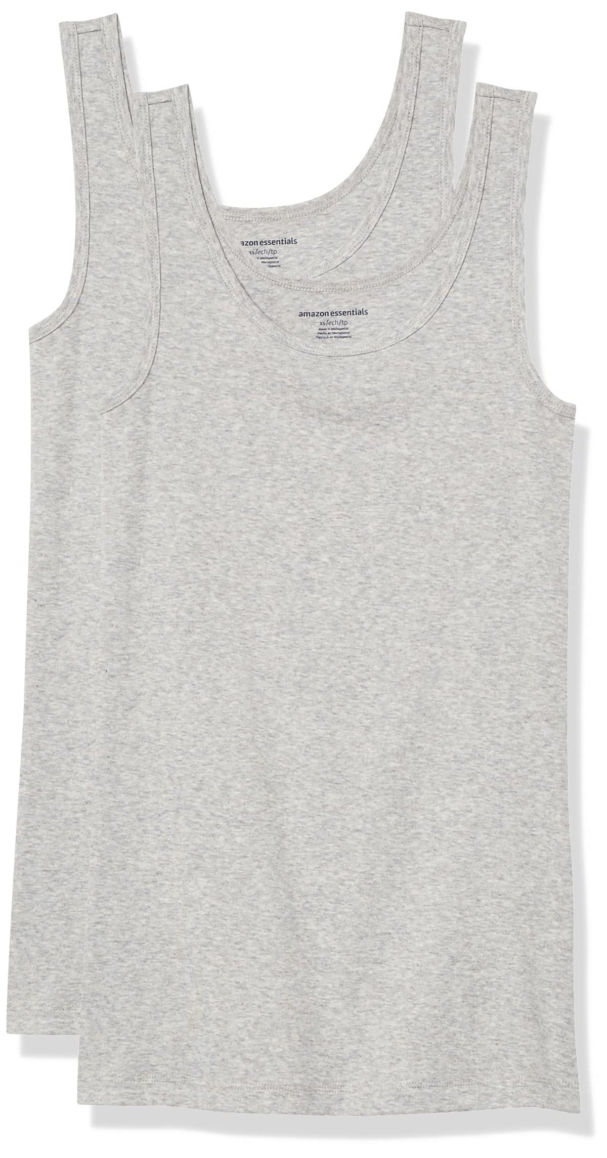 Amazon Essentials Women's Slim-Fit Ribbed Scoop Neck Tank Tops, Pack of 2