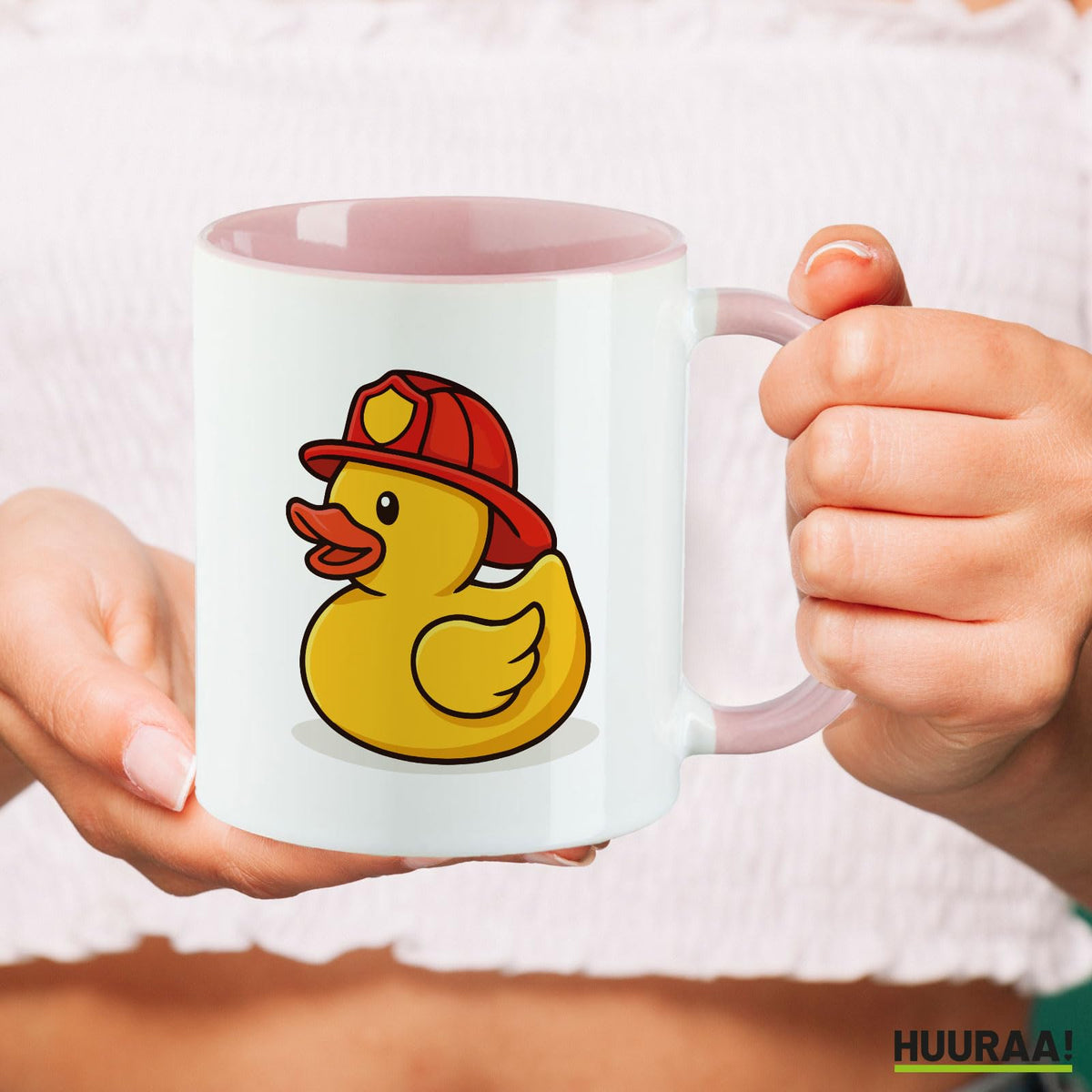 Huuraa Kaffeetasse Quietscheente Feuerwehr Comic Gummiente Geschenk