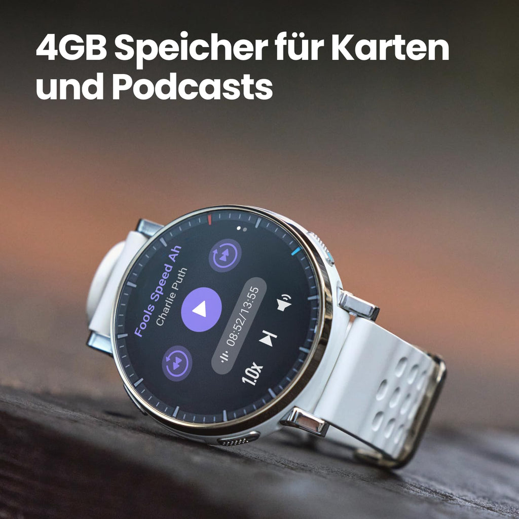 Amazfit Active 3 Premium 45mm GPS Lauf-Smartwatch, 1,32" AMOLED Saphir-Display, 12 Tage Akku, 4GB, NFC, Offline-Karten, 170+ Trainingsmodi, 5 ATM, Herzfrequenz- & Fitness-Tracker für Android & iPhone