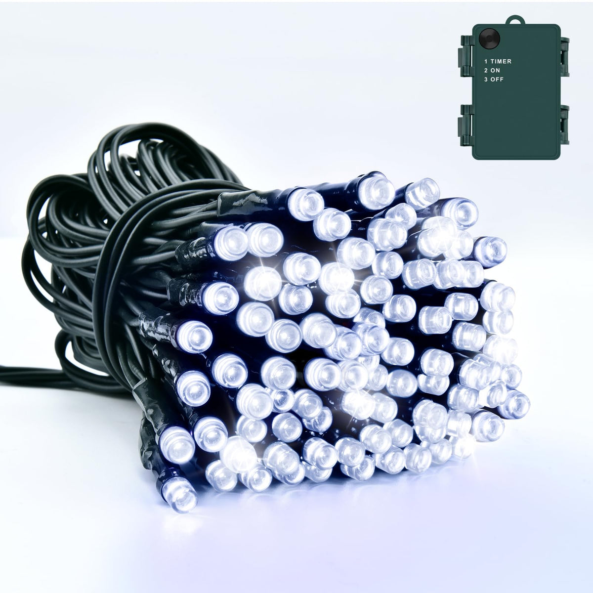 Dalugo 2 Stück Lichterkette Orange, 5M 50 LED Kabel grün mit 6h Timer, IP65 Wasserdicht Batterie für Innen außen dekorationen