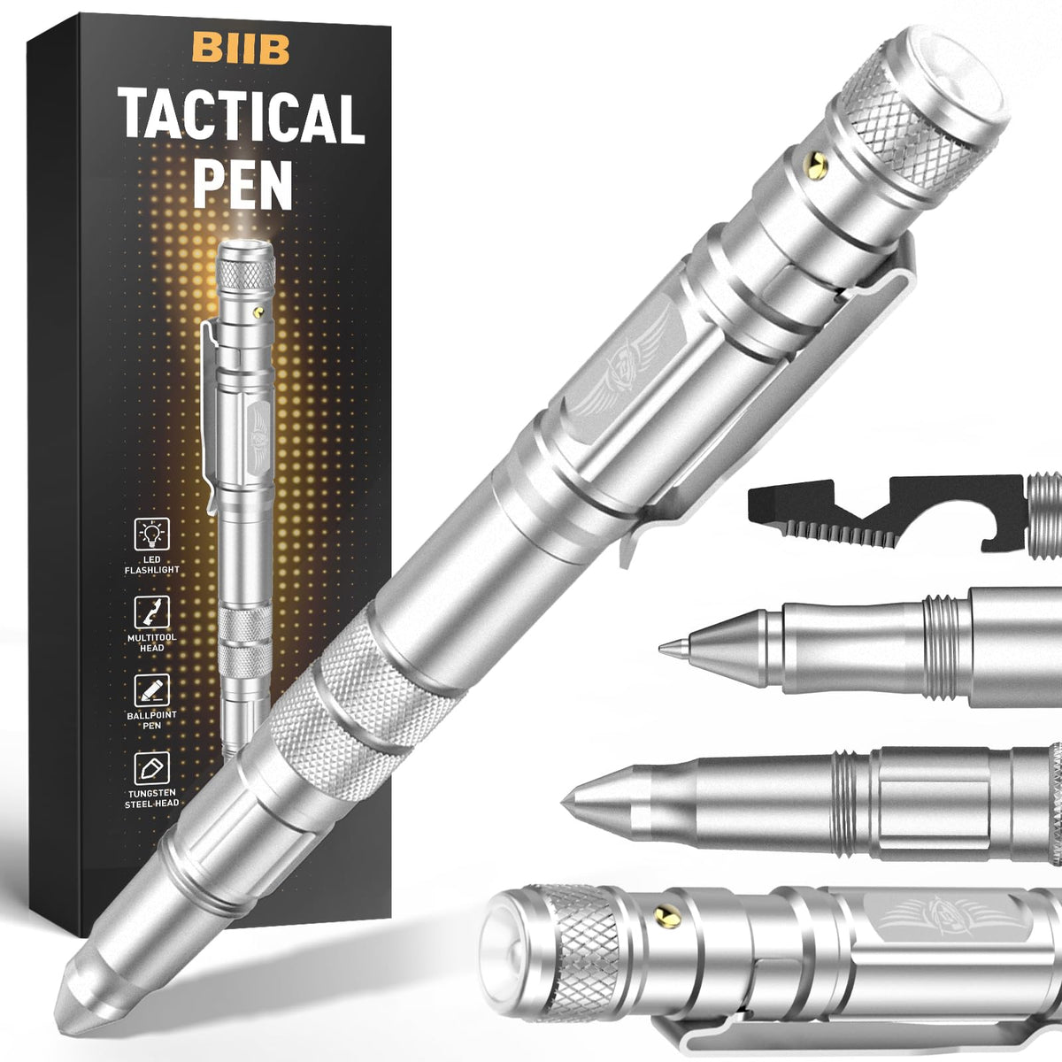 BIIB Geschenke für Männer, Multitool Pen mit LED für Feuerwehr Geschenk