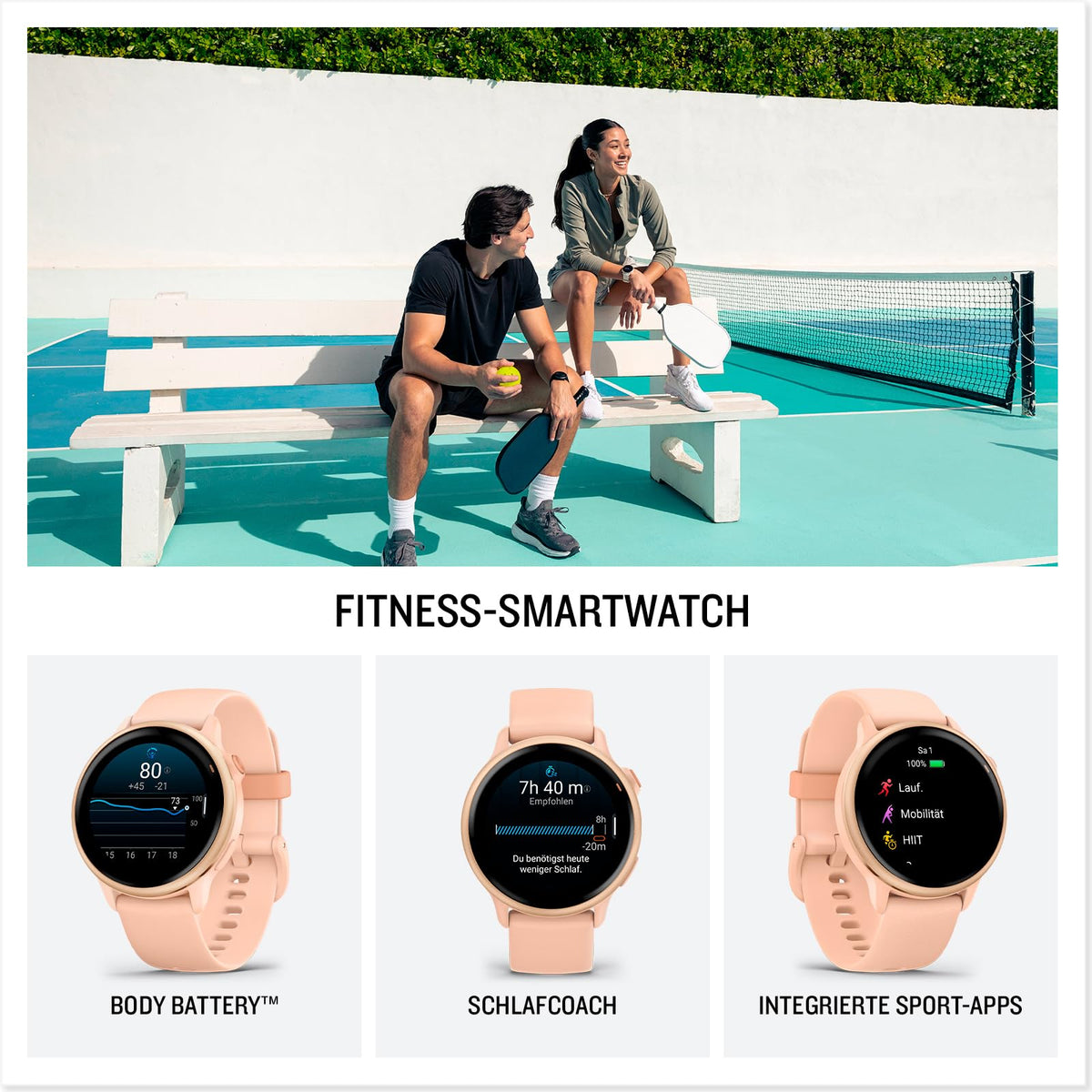 Garmin Vivoactive 6, 42 mm, GPS-Fitness-Smartwatch, Kieselgrau/Schiefergrau