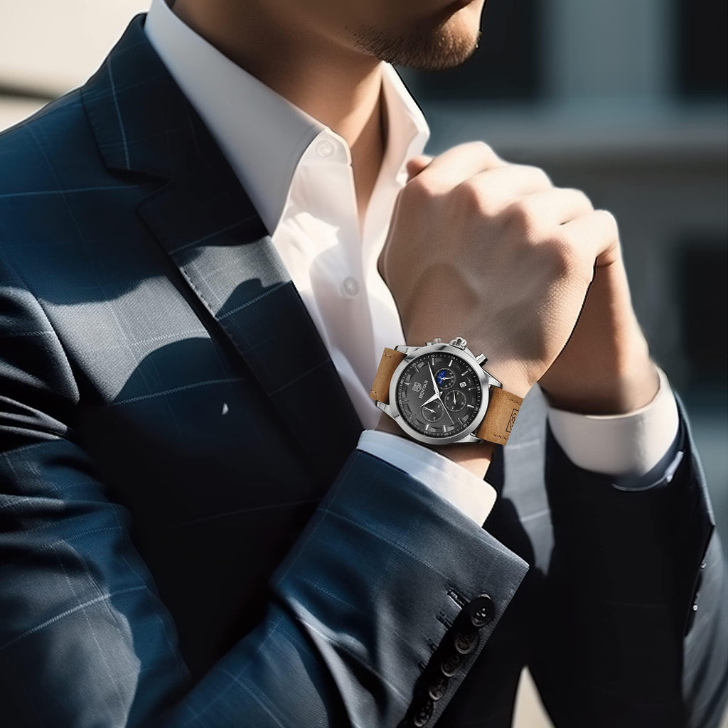 BENYAR BY Uhren Herren Chronograph Analog Quarz Wasserdicht Datum Armbanduhr Herren Mode Business-Kleid Herrenuhr Elegantes Geschenk fur Männer