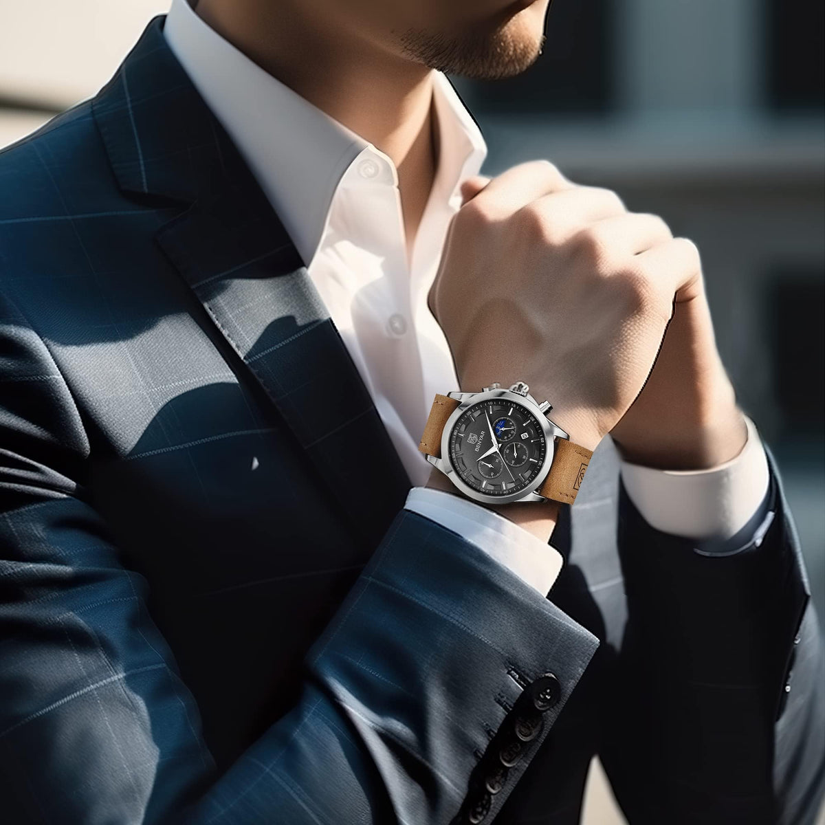 BENYAR BY Uhren Herren Chronograph Analog Quarz Wasserdicht Datum Armbanduhr Herren Mode Business-Kleid Herrenuhr Elegantes Geschenk fur Männer