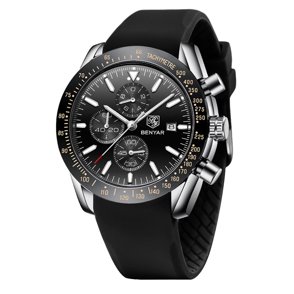 BENYAR Uhren Herren Analog Quarz Chronograph Herrenuhren Wasserdicht Datum Lederband Armbanduhr Lässig Business-Kleid fur Männer Klassische Elegantes Geschenk