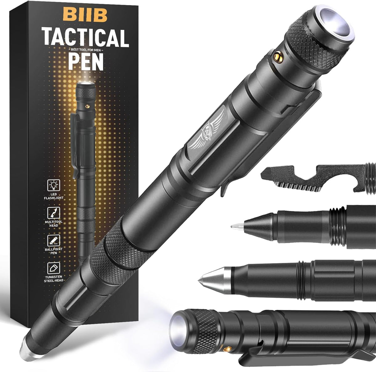 BIIB Geschenke für Männer, Multitool Pen mit LED für Feuerwehr Geschenk