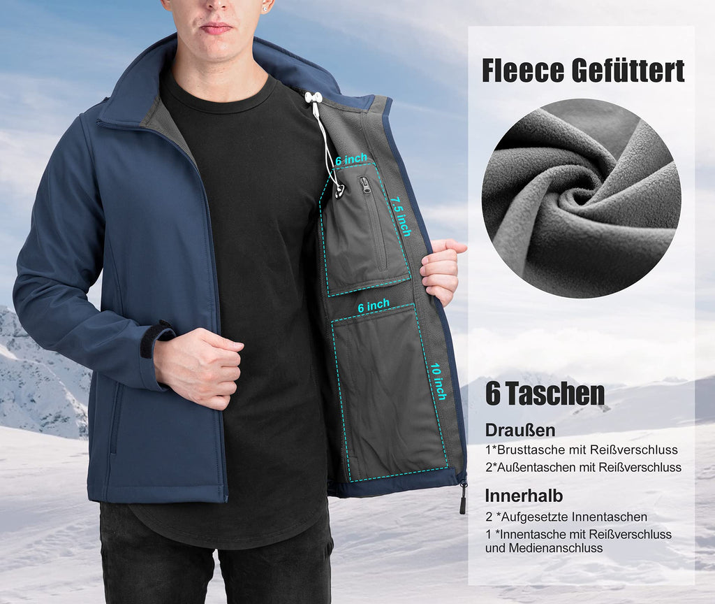 33,000ft Softshelljacke für Herren Wasserdicht Outdoor Jacke Übergangsjacke