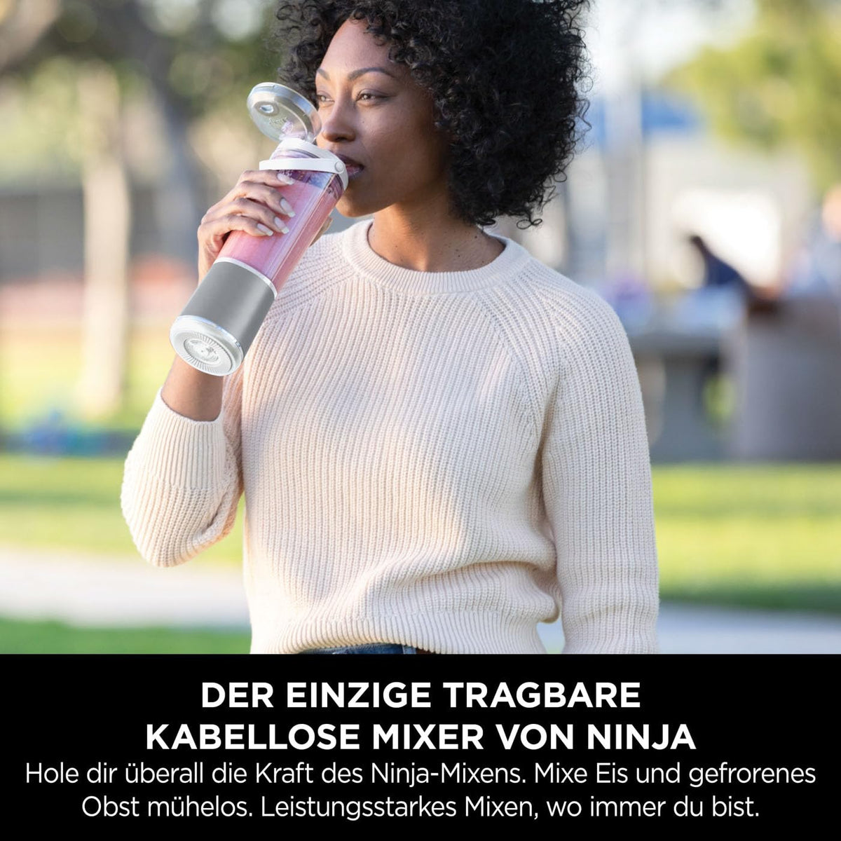 Ninja Blast Tragbarer Mixer / Blender / Smoothie Maker, 530ml Becher, Auslaufsicherer Deckel, Leistungsstarker Mini Standmixer, Kabellos & Wiederaufladbar, Zerkleinert Eis & Obst, Blau, BC151EUNV