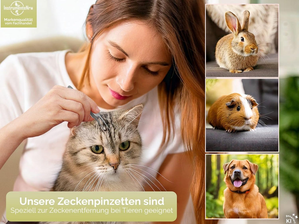 Zeckenzange Zeckenpinzette Zeckengreifer im 3er Set Edelstahl Rostfrei