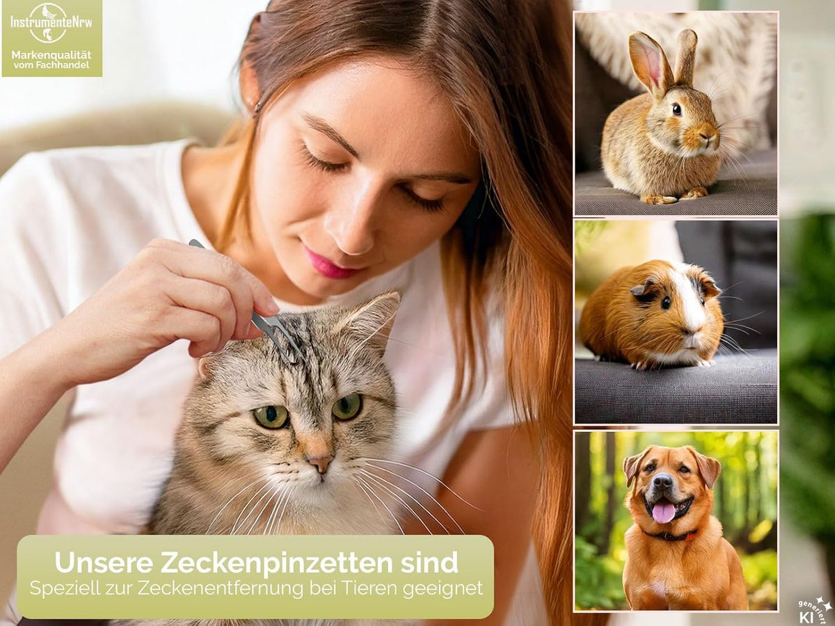 Zeckenzange Zeckenpinzette Zeckengreifer im 3er Set Edelstahl Rostfrei