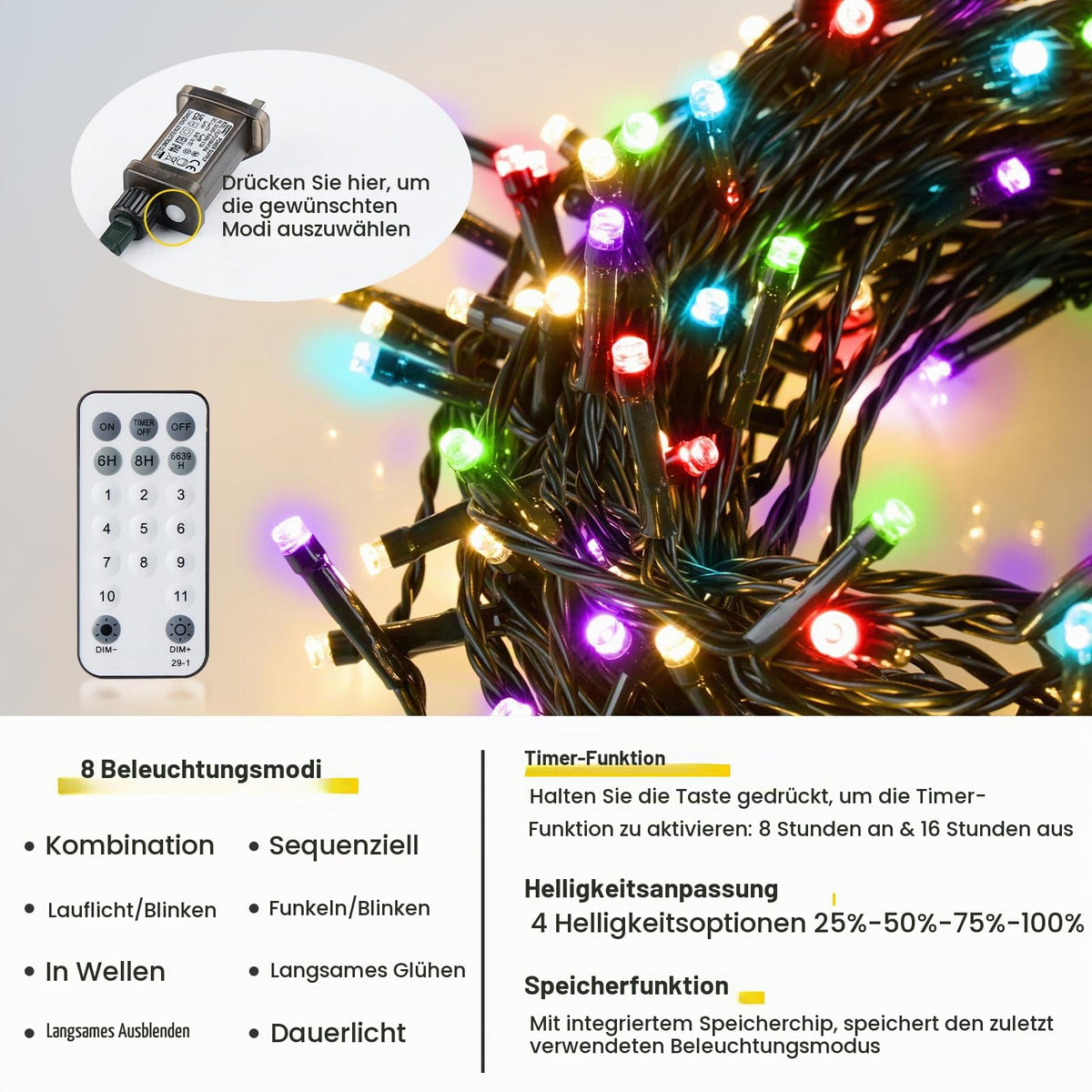 MAGGIFT LED Lichterkette Weihnachtsbaum Außen, 80m 800 LED Lichterketten mit Stecker&Fernbedienung&Timer, Aussen Innen Wasserdicht Lichterkette Tannenbaum Warmweiß für Weihnachtsbeleuchtung Deko