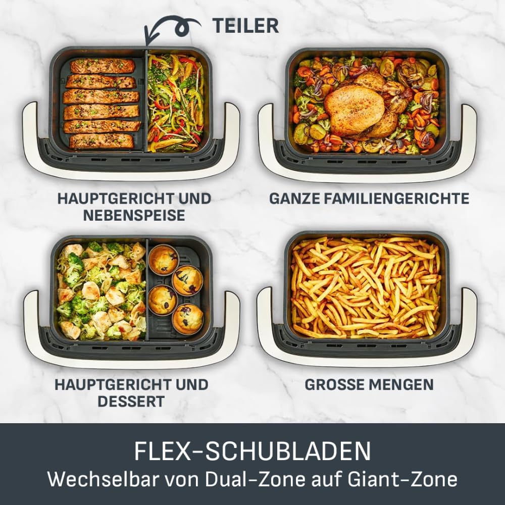 Tefal Dual Easy Fry Heißluftfritteuse 8,3 L mit 2 Kammern