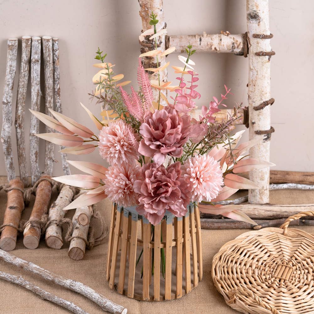 KIRIFLY Kunstblumen Künstliche Pflanzen Blumen Deko Seidenblumen Blumenarrangements Kernstück Hochzeit Blumenstrauß(Herbstrot)