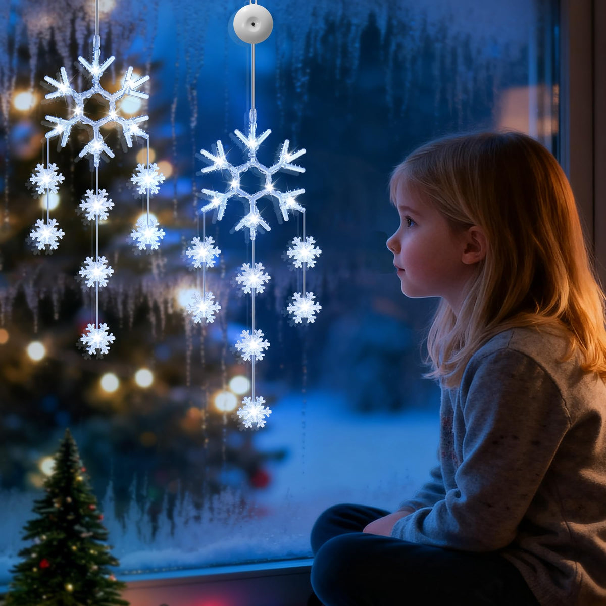 LED Sterne Weihnachtsbeleuchtung, 2 Stück Weihnachtsstern Fenster Lichterkette, Warmweiß Lichtervorhang Innen Batteriebetriebene mit Timer,8 Modi für Weihnachtsdeko Balkon Fest Party Hochzeit