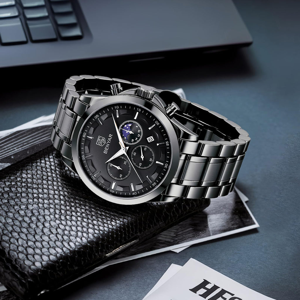 BENYAR BY Uhren Herren Chronograph Analog Quarz Wasserdicht Datum Armbanduhr Herren Mode Business-Kleid Herrenuhr Elegantes Geschenk fur Männer