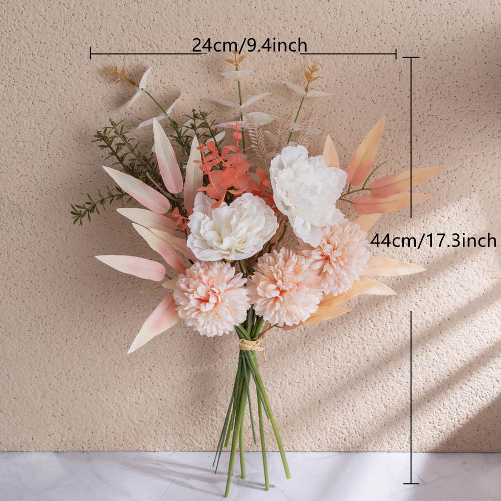 KIRIFLY Kunstblumen Künstliche Pflanzen Blumen Deko Seidenblumen Blumenarrangements Kernstück Hochzeit Blumenstrauß(Herbstrot)
